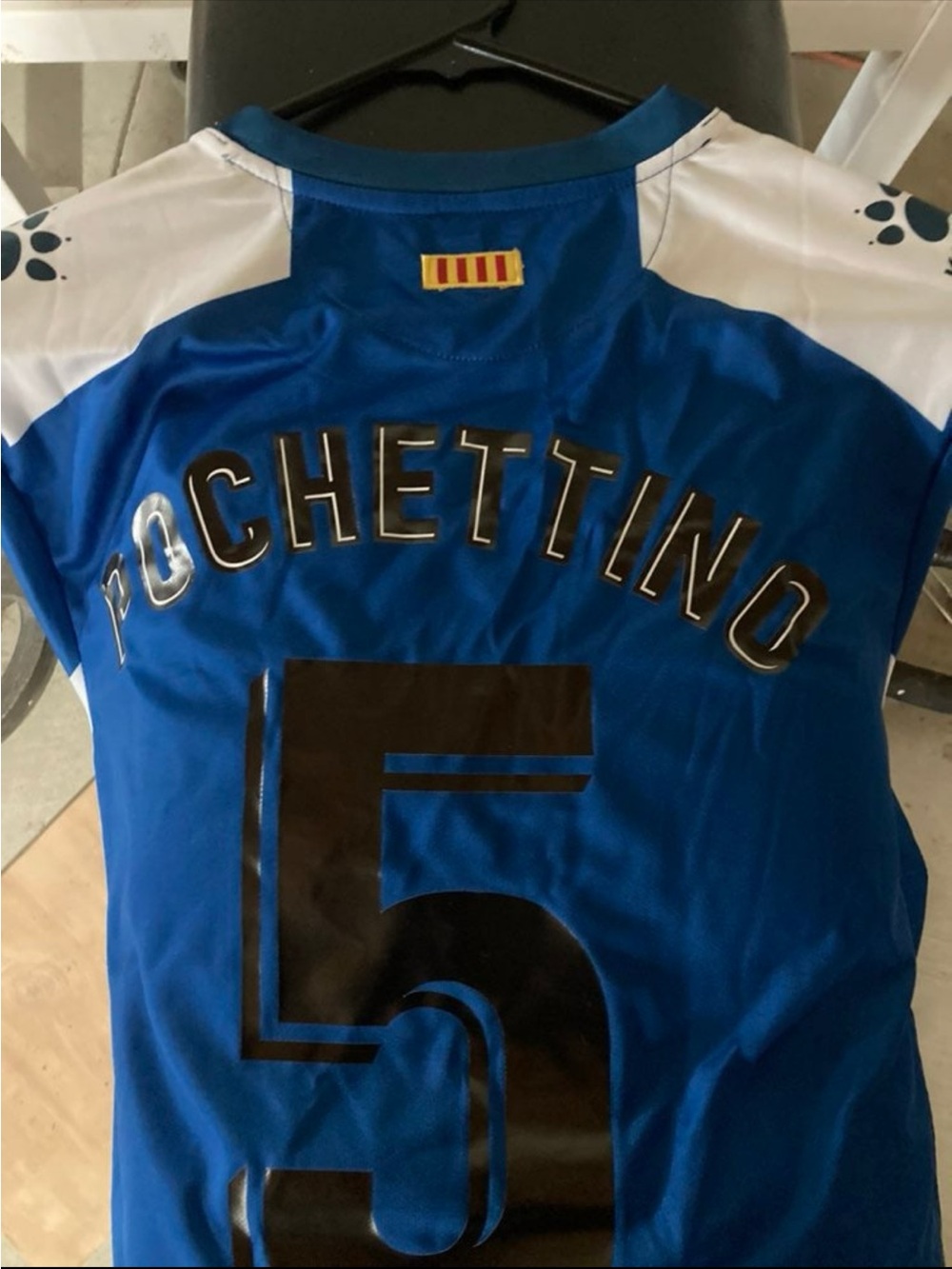 Blue Men’s Jersey Shirt with Pochettino Name and Number 5